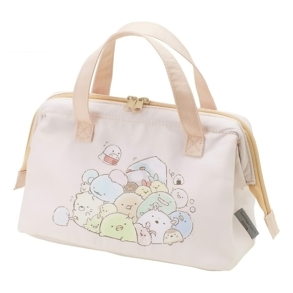 がま口型ランチバッグ すみっコぐらし ドローイング SKATER スケーター 2段 Wファスナー アルミ蒸着素材 サイズ160×220×マチ120mm 699115-KGA1 ◆メ