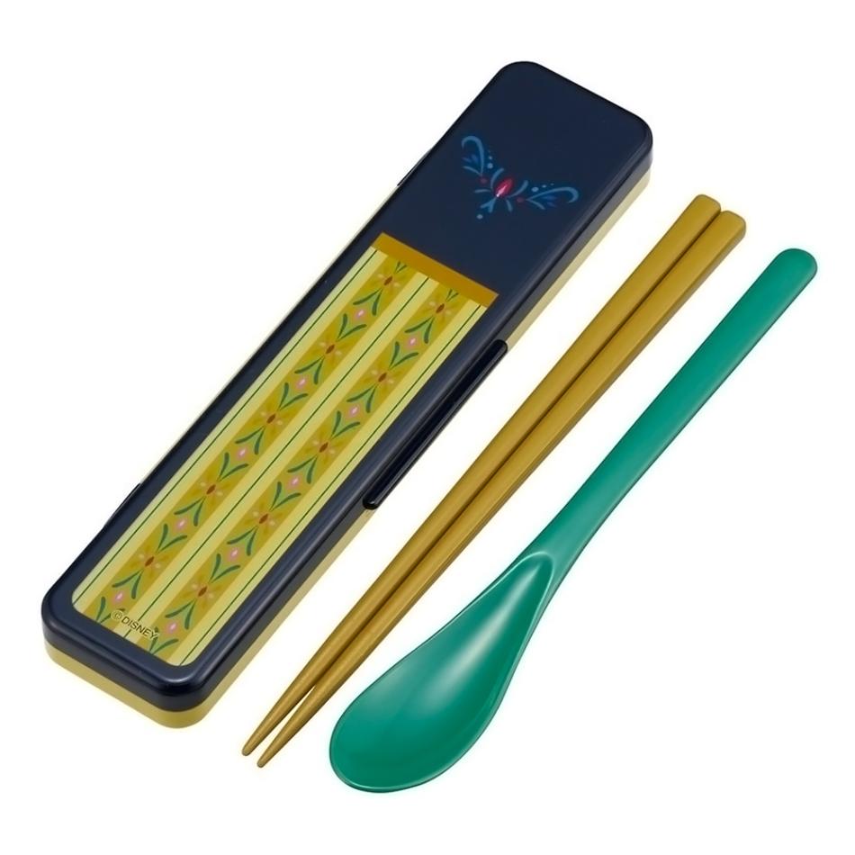 弁当用箸 アナと雪の女王 アナ ドレス 音のならないコンビセット SKATER スケーター 子供 箸/スプーン18cm すべり止め加工(箸先端) 収納ケース 728129-CCS3SA ◆メ