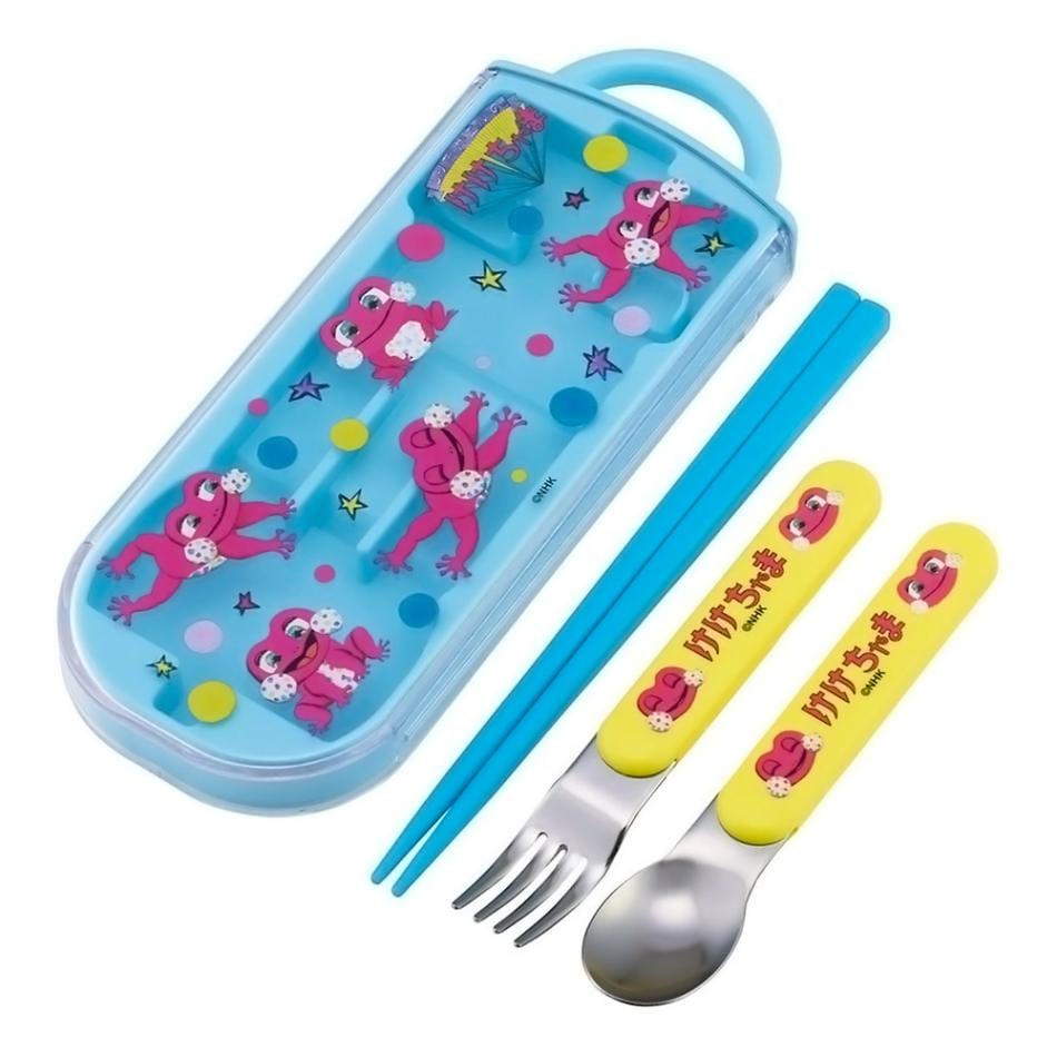 弁当用箸 トリオセット しりたガエルのけけちゃま SKATER スケーター 子供 箸16.5cm/スプーン・フォーク13cm スライド式 名前シール付 720611-TACC2 ◆メ