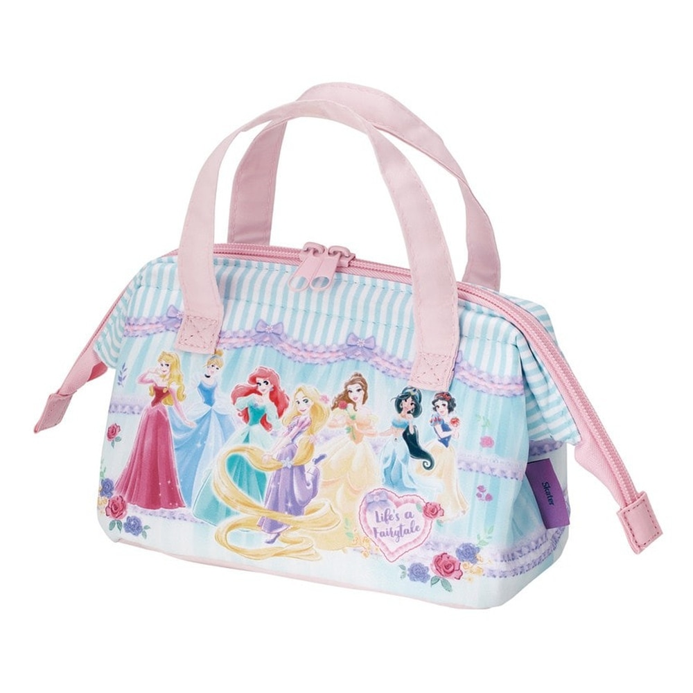 がま口型ランチバッグ 小さめ プリンセス 26 SKATER スケーター 子供 2段タイプ Wファスナー アルミ蒸着素材(内側) サイズ180×115×135mm 734557-KGA0 ◆メ