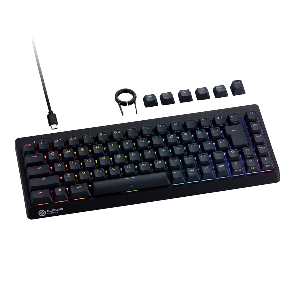 ゲーミングキーボード GAMING V custom VK600A ELECOM エレコム 有線 着脱式 65％サイズ ラピッドトリガー 磁気スイッチ ブラック TK-VK600ABK ◆宅