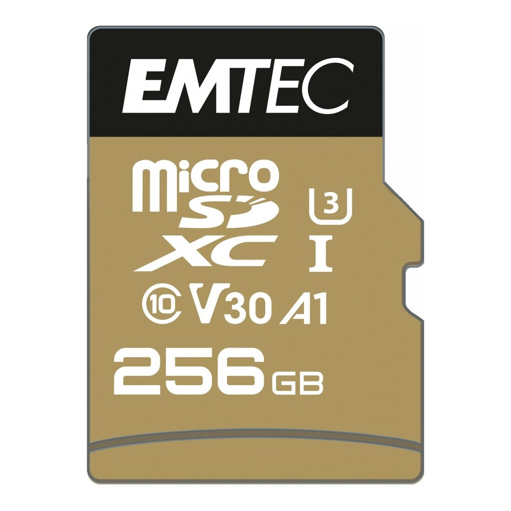 マイクロSDカード 256GB microSDXC EMTEC SpeedIN Pro CLASS10 UHS-I U3 V30 A1 R:100MB/s W:50MB/s SDアダプタ付 海外リテール ECMSDM256GXC10SP ◆メ