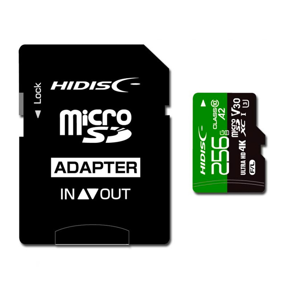 マイクロSDカード 256GB microSDXC HIDISC 磁気研究所 CLASS10 UHS-I U3 V30 A2 R:170MB/s W:100MB/s SDアダプタ付 日本語パッケージ HDMCSDX256GA2V30PRO ◆メ