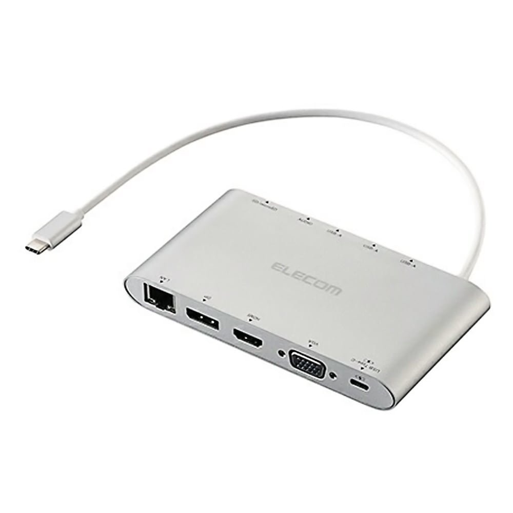 ドッキングステーション 11in1 4画面マルチモニター ELECOM エレコム Displayport HDMI D-sub 4極3.5mm SD+microSD LAN シルバー DST-C28SV ◆メ
