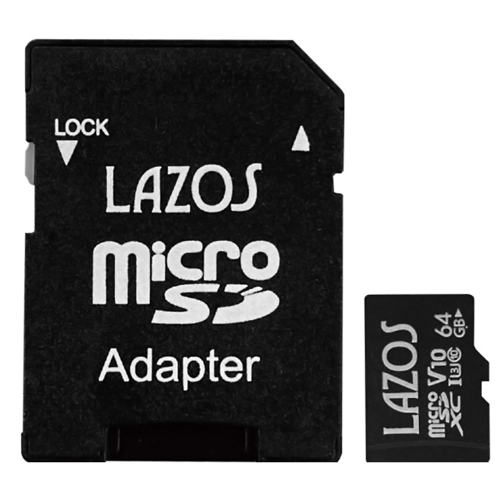 マイクロSDカード 64GB 高耐久 microSDXC LAZOS リーダーメディアテクノ CLASS10 UHS-I R:100MB/s W:50MB/s SDアダプタ付 日本語パッケージ L-B64MSD10-U3V10  ◆メ