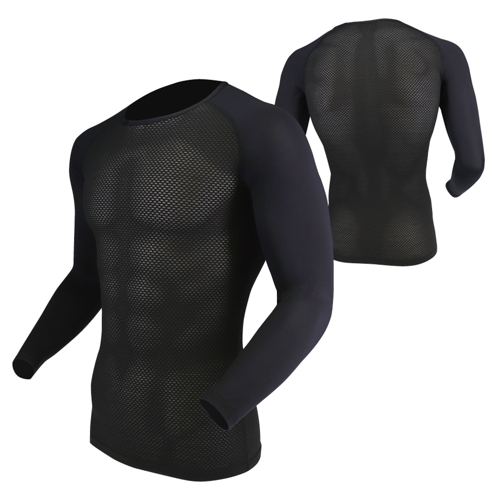 クルーネックシャツ 長袖 インナー JW-715 BT冷感 ブラック Lサイズ OTAFUKU おたふく手袋 ストレッチ 吸汗速乾 3Dファーストレイヤー UVカット 春夏用 メンズ JW-715-11-L ◆メ