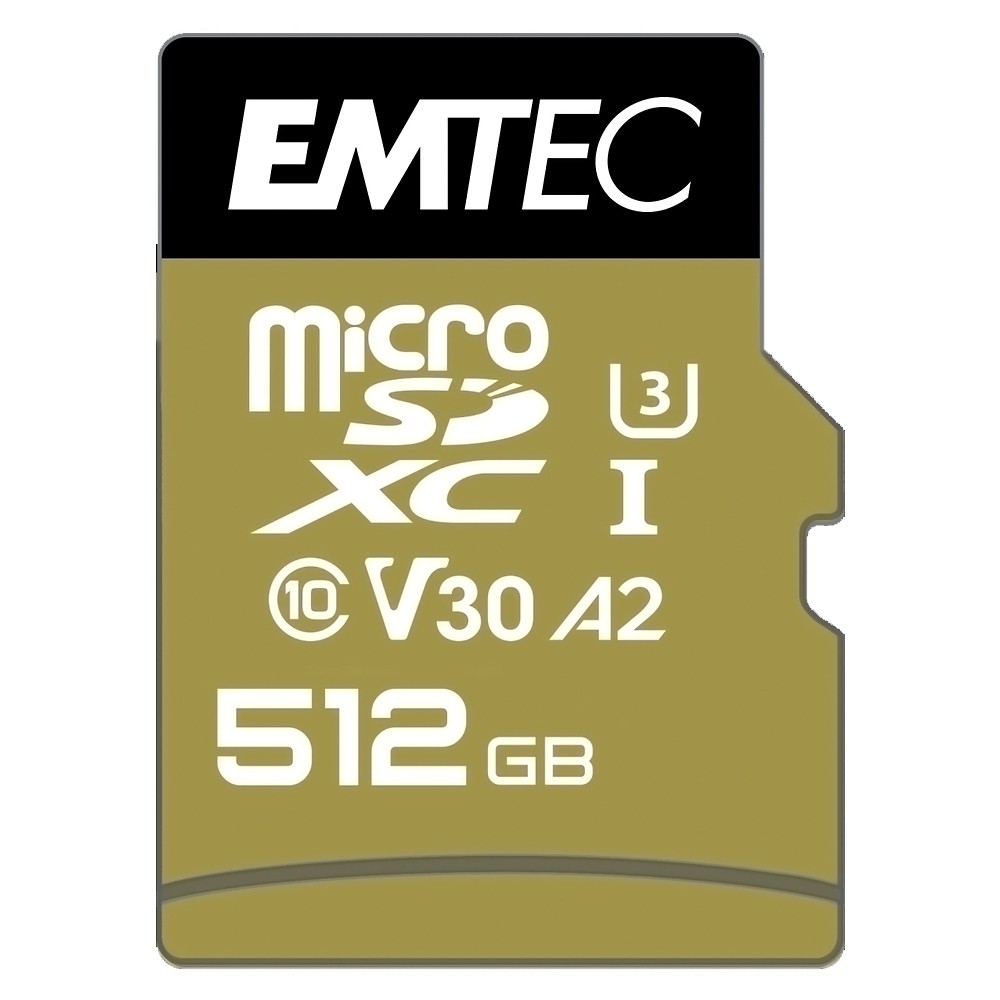 マイクロSDカード 512GB microSDXC EMTEC SpeedIN Pro CLASS10 UHS-I U3 V30 A2 R:100MB/s W:95MB/s SDアダプタ付 海外リテール ECMSDM512GXC10SP ◆メ