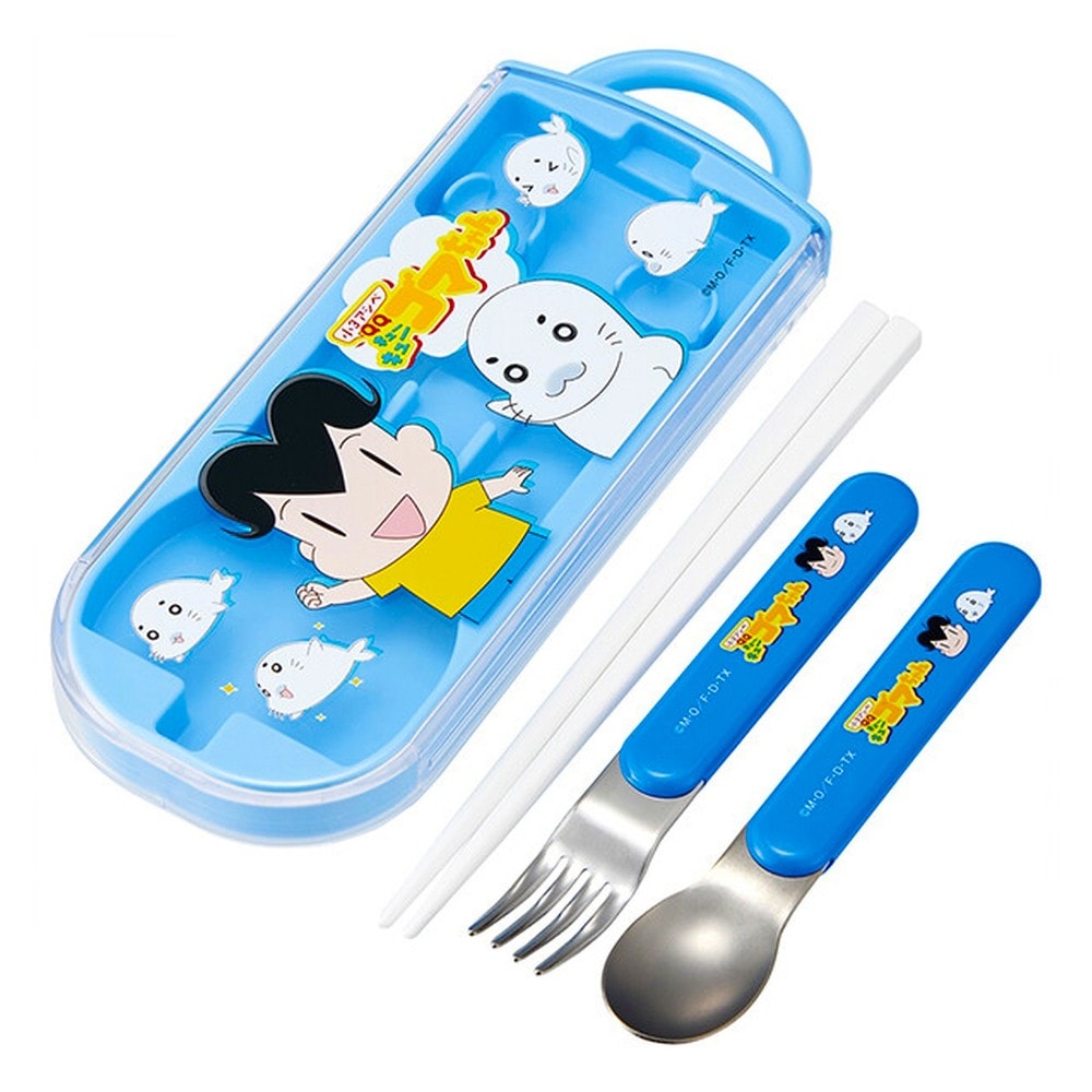 弁当用箸 トリオセット 少年アシベ 小3アシベ QQゴマちゃん SKATER スケーター 子供 箸16.5cm/スプーン・フォーク13cm スライド式 名前シール付 741029-TACC2 ◆メ