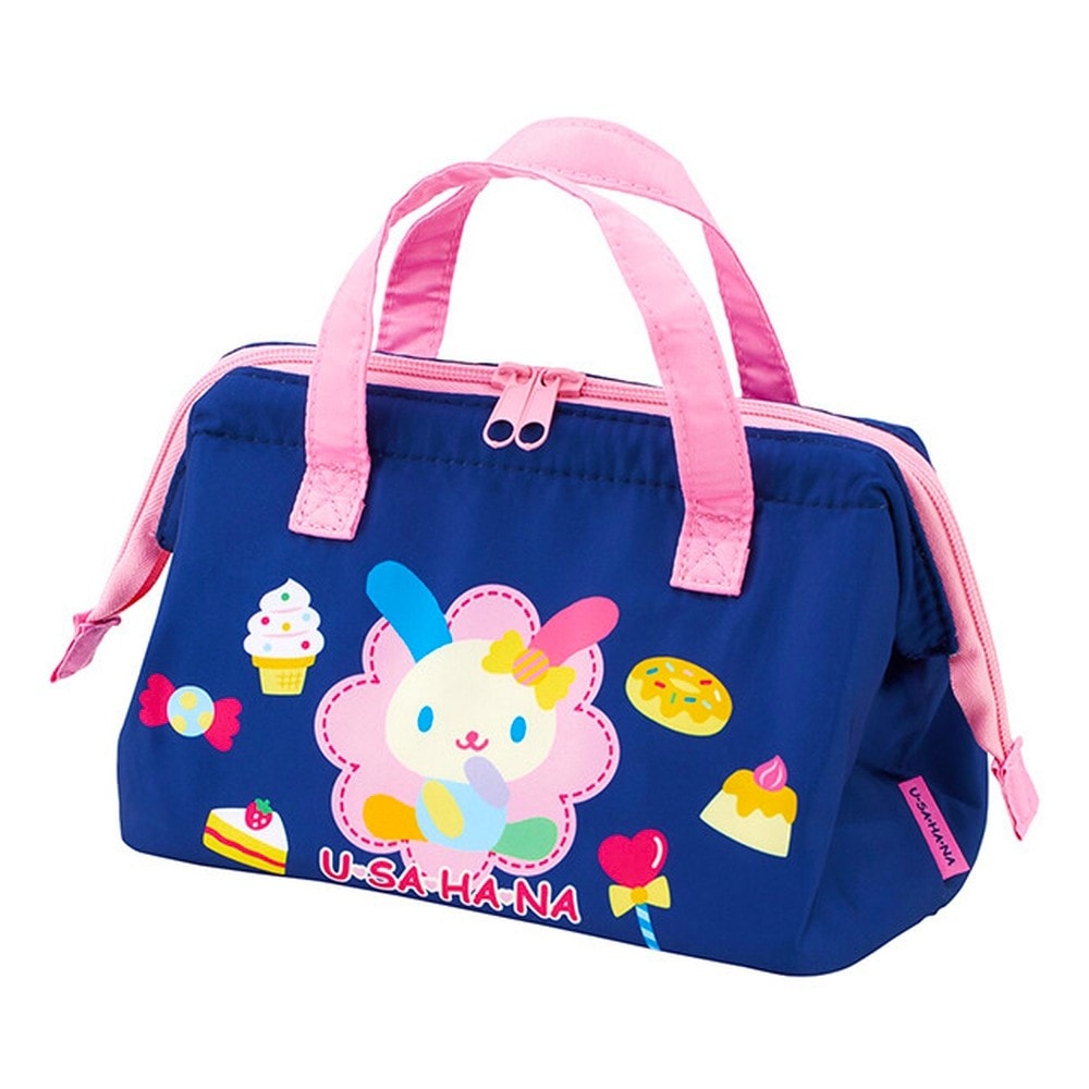 がま口型ランチバッグ ウサハナ SKATER スケーター 2段 Wファスナー アルミ蒸着素材 サイズ160×220×マチ120mm 506697-KGA1 ◆メ