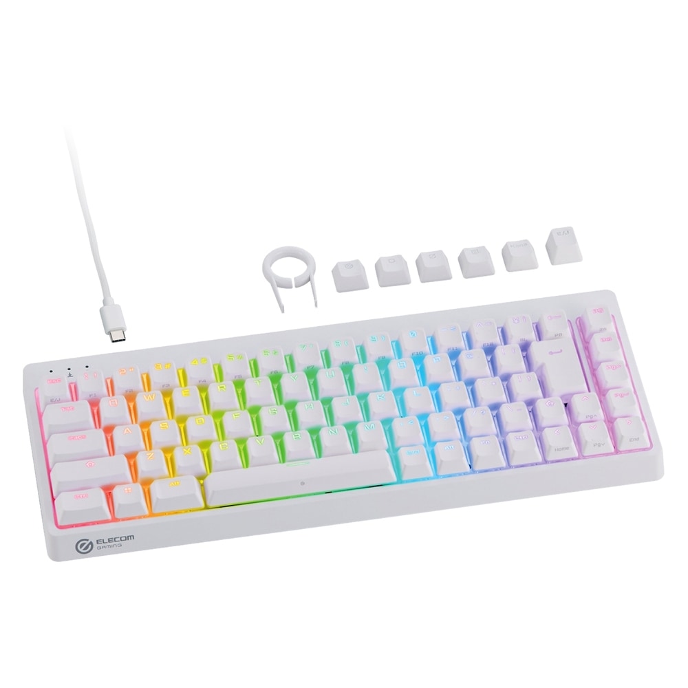 ゲーミングキーボード GAMING V custom VK600A ELECOM エレコム 有線 着脱式 65％サイズ ラピッドトリガー 磁気スイッチ ホワイト TK-VK600AWH ◆宅