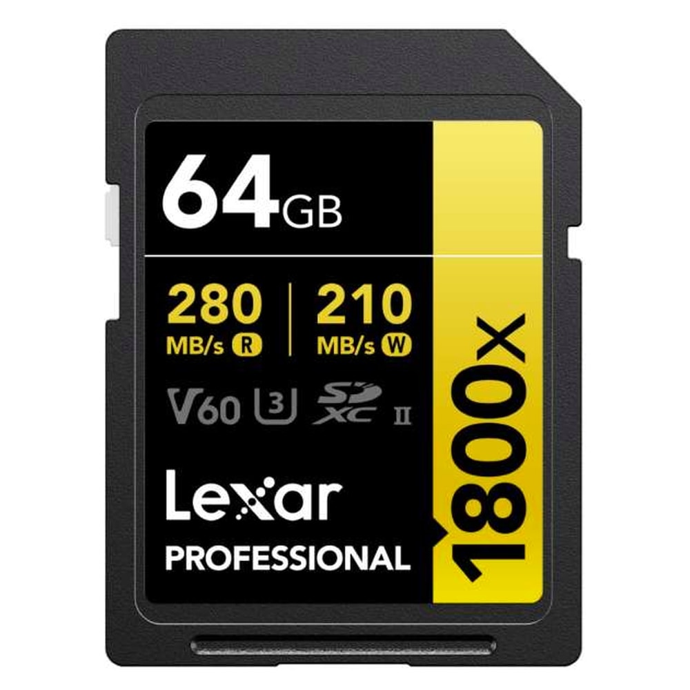 SDカード 64GB UHS-II SDXC Lexar レキサー Professional GOLD 1800x Class10 UHS-II U3 V60 R:270MB/s W:180MB/s 海外リテール LSD1800064G-RNNNC ◆メ