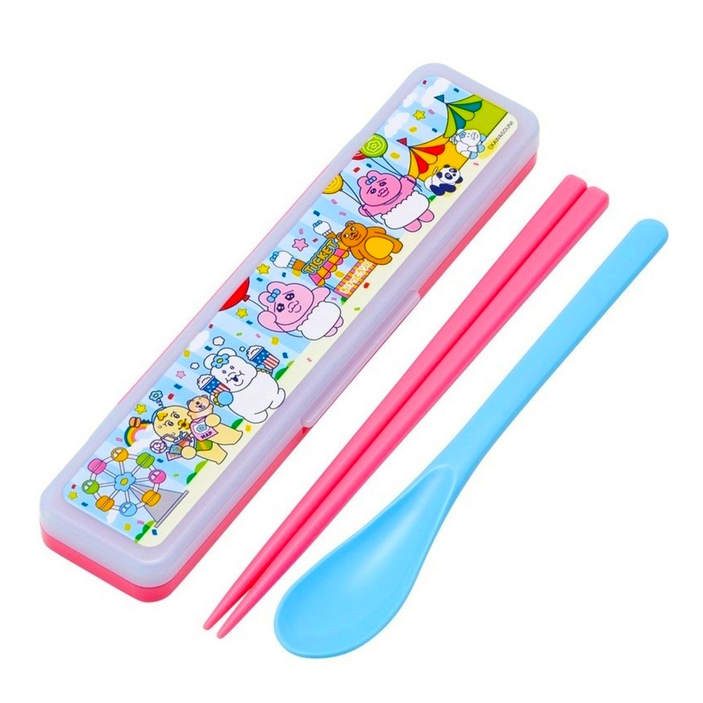 弁当用箸 おぱんちゅうさぎ レトロ遊園地 音のならないコンビセット SKATER スケーター 子供 箸/スプーン18cm すべり止め加工 収納ケース 736735-CCS3SA ◆メ