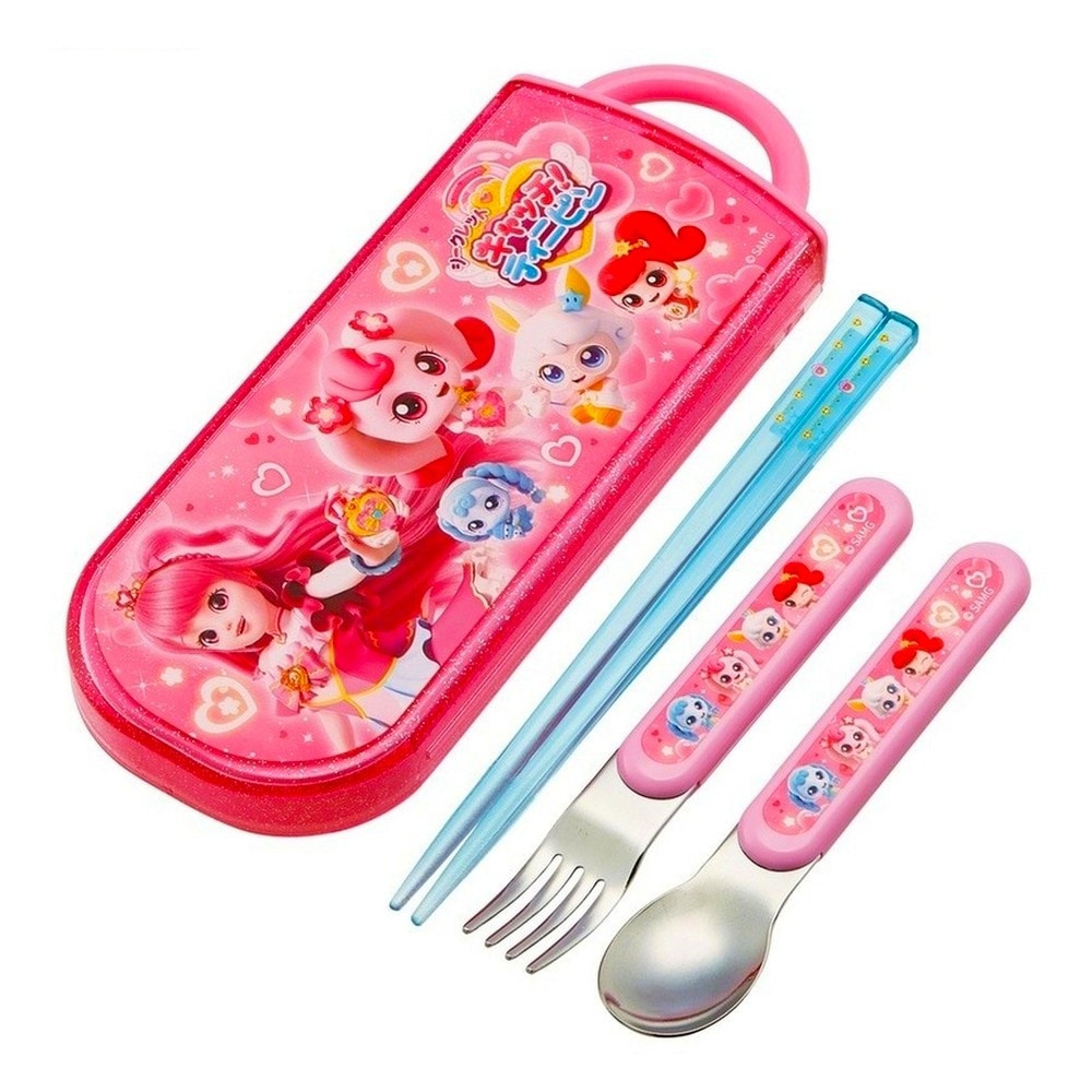 弁当用箸 トリオセット シークレット キャッチ ティニピン SKATER スケーター 子供 箸16.5cm/スプーン・フォーク13cm スライド式 名前シール付 735899-TACC2 ◆メ