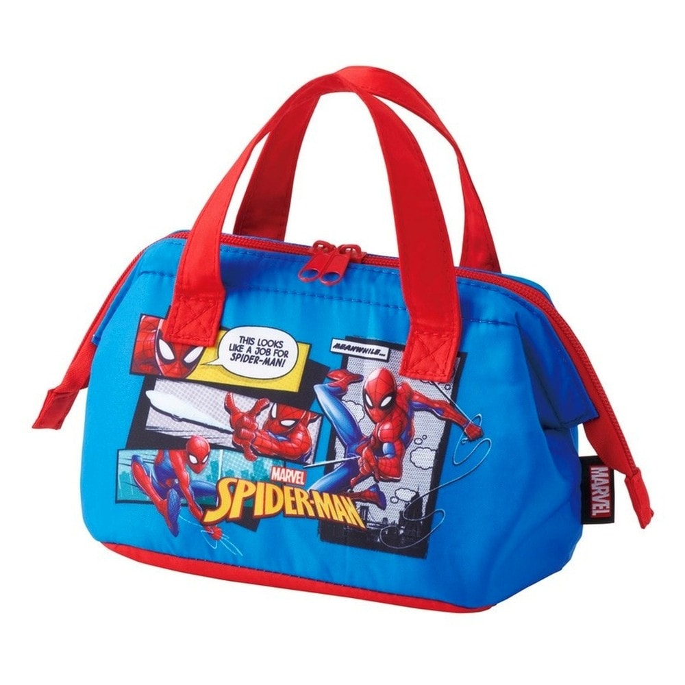 がま口型ランチバッグ 小さめ スパイダーマン 25 SKATER スケーター 子供 2段タイプ Wファスナー アルミ蒸着素材(内側) サイズ180×115×135mm 734427-KGA0 ◆メ