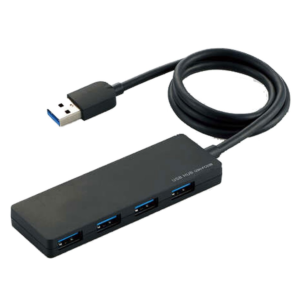 USBハブ USB3.0 4ポート ELECOM エレコム U3H-FC03Bシリーズ バスパワー USB3.0 Aポート×4 超小型 軽量設計 ケーブル長60cm ブラック U3H-FC03BBK ◆メ