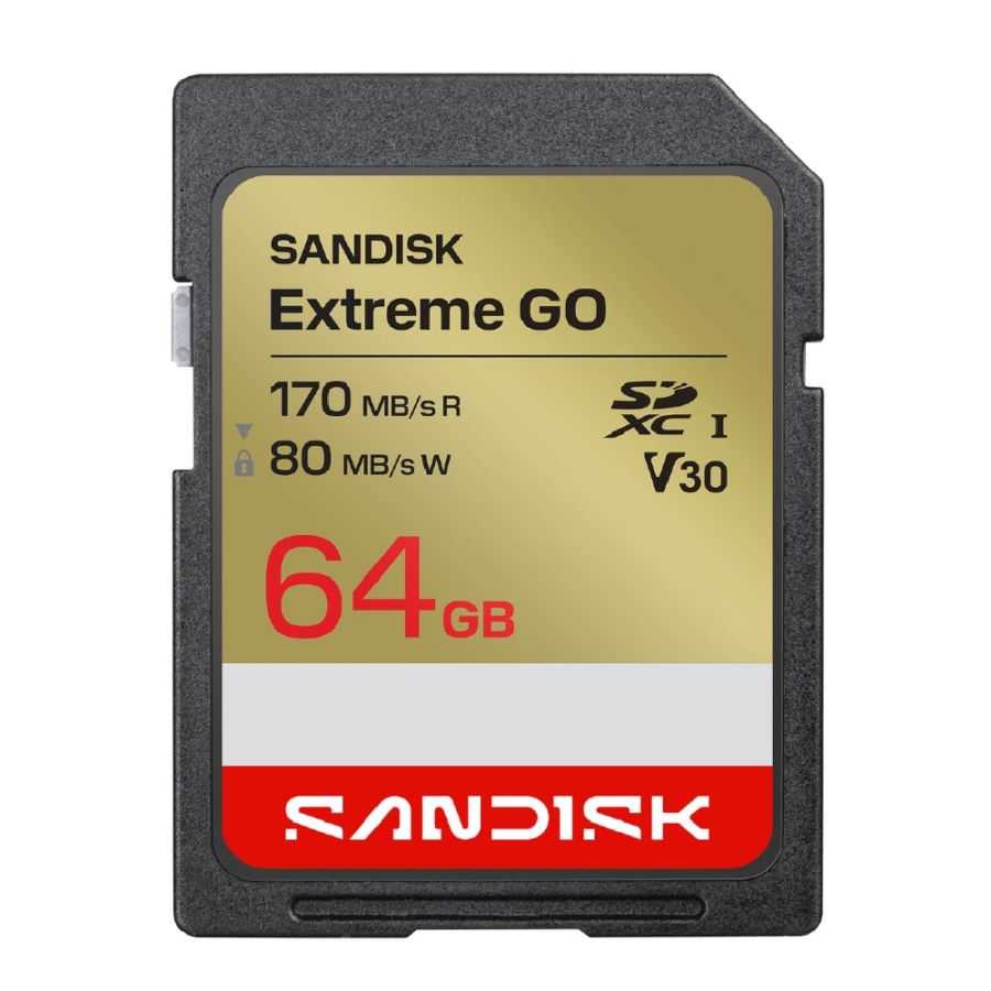 SDカード 64GB SDXC SANDISK サンディスク Extreme GO CLASS10 UHS-I U3 V30 R:170MB/s W:80MB/s 海外リテール SDSDXGN-064G-GNCIN ◆メ