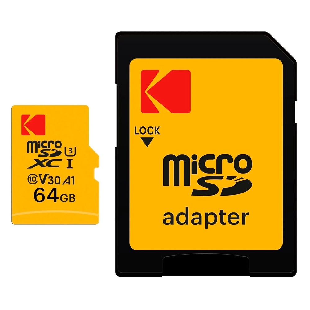 microSDXC 64GB KODAK コダック ULTRA PERFORMANCE CLASS10 UHS-I U3 V30 A1 R:100MB/s W:40MB/s SDアダプタ付 海外リテール EKMSDM64GXC10HPRK ◆メ
