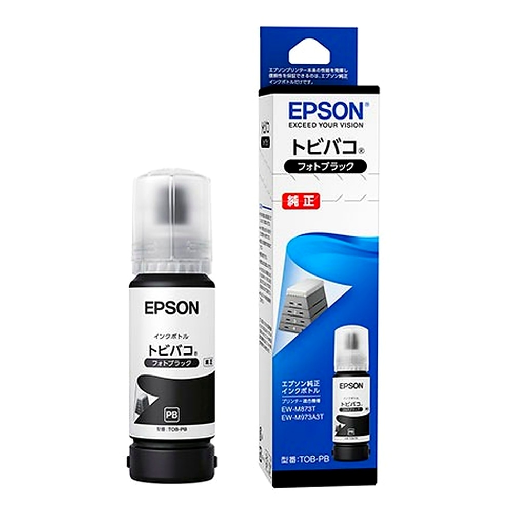 EPSON エプソン 純正 インクボトル TOB トビバコ フォトブラック 70ml 印刷可能枚数7300 適合プリンター:EW-M873T EW-M973A3T フォトブラック TOB-PB ◆コ