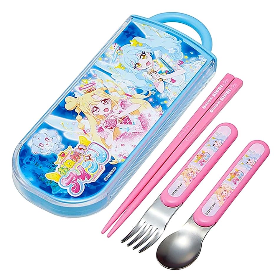 弁当用箸 トリオセット おねがいアイプリ SKATER スケーター 子供 箸16.5cm/スプーン・フォーク13cm スライド式 名前シール付 748578-TACC2 ◆メ