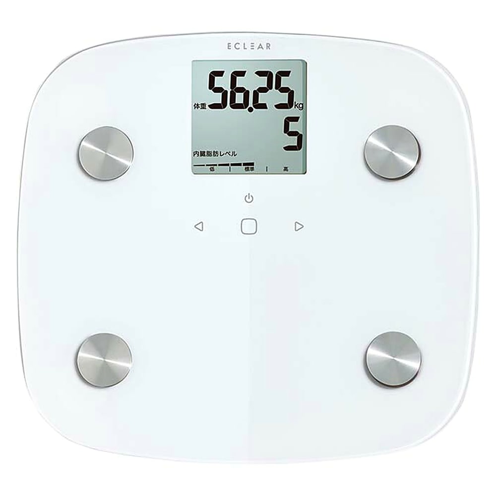 体組成計 体重計 ECLEAR エクリア HCS-FS01 ELECOM エレコム 50g単位 BMI MRI 内臓脂肪測定 バックライト ホワイト HCS-FS01WH ◆宅