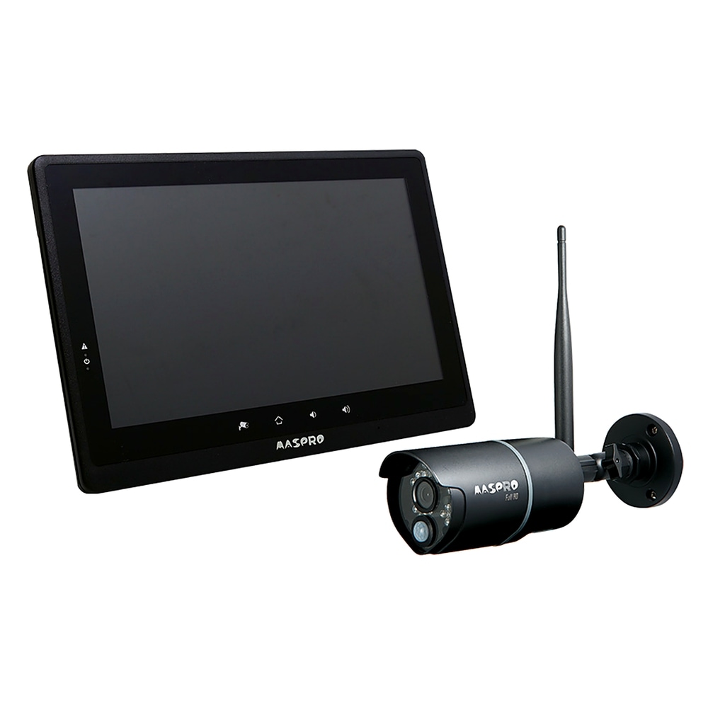 防犯カメラ 10インチ モニター＆ワイヤレスHDカメラセット MASPRO マスプロ 屋内 フルHD画質 夜間撮影 人感センサー かんたん設定 EP2WCFL ◆宅