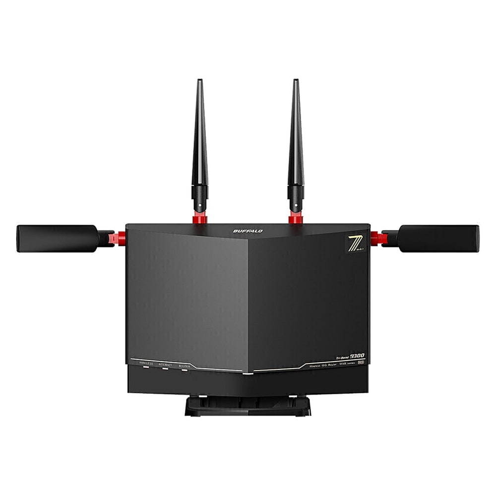 無線ルーター Wi-Fiルーター 11be IPv6対応 BUFFALO バッファロー AirStation Wi-Fi7 2.4/5/6GHz MLO 320MHz幅通信 10Gbpsポート ブラック WXR9300BE6P ◆宅