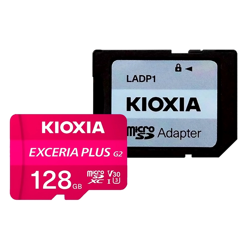 マイクロSDカード 128GB microSDXC KIOXIA キオクシア EXCERIA PLUS G2 CLASS10 UHS-I U3 V30 R:100MB/s W:65MB/s SDアダプタ付 海外リテール LMPL2M128GG2 ◆メ