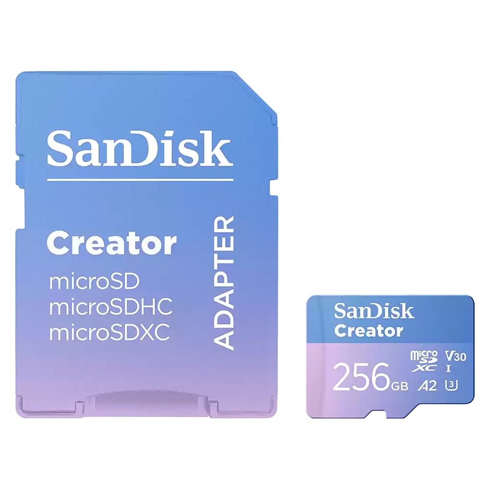 microSDXCカード 256GB SanDisk サンディスク Creator Class10 UHS-I U3 V30 A2 R:190MB/s W:130MB/s SDアダプタ付 海外リテール SDSQXAV-256G-GN6MS ◆メ