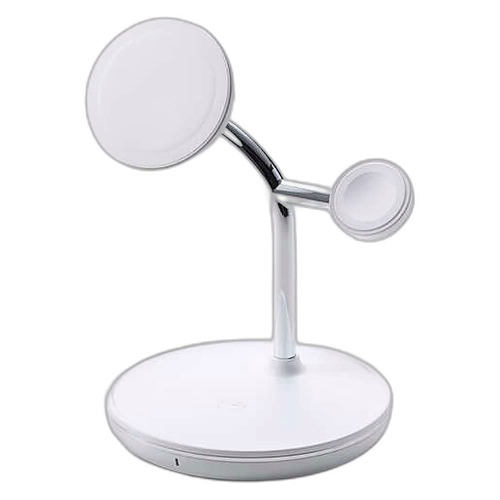 3in1ワイヤレス充電スタンドwith MagSafe ELECOM エレコム iPhone AppleWatch AirPods 3台同時充電 15W+5W+Watch ホワイト EC-MS07WH ◆宅