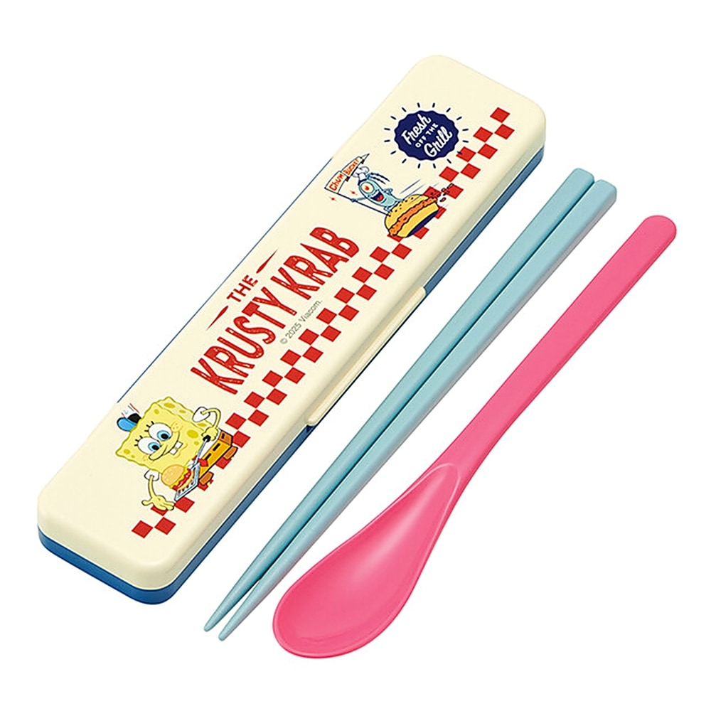 弁当用箸 スポンジ・ボブ hungry 音のならないコンビセット SKATER スケーター 子供 箸/スプーン18cm すべり止め加工 収納ケース 723438-CCS3SA ◆メ