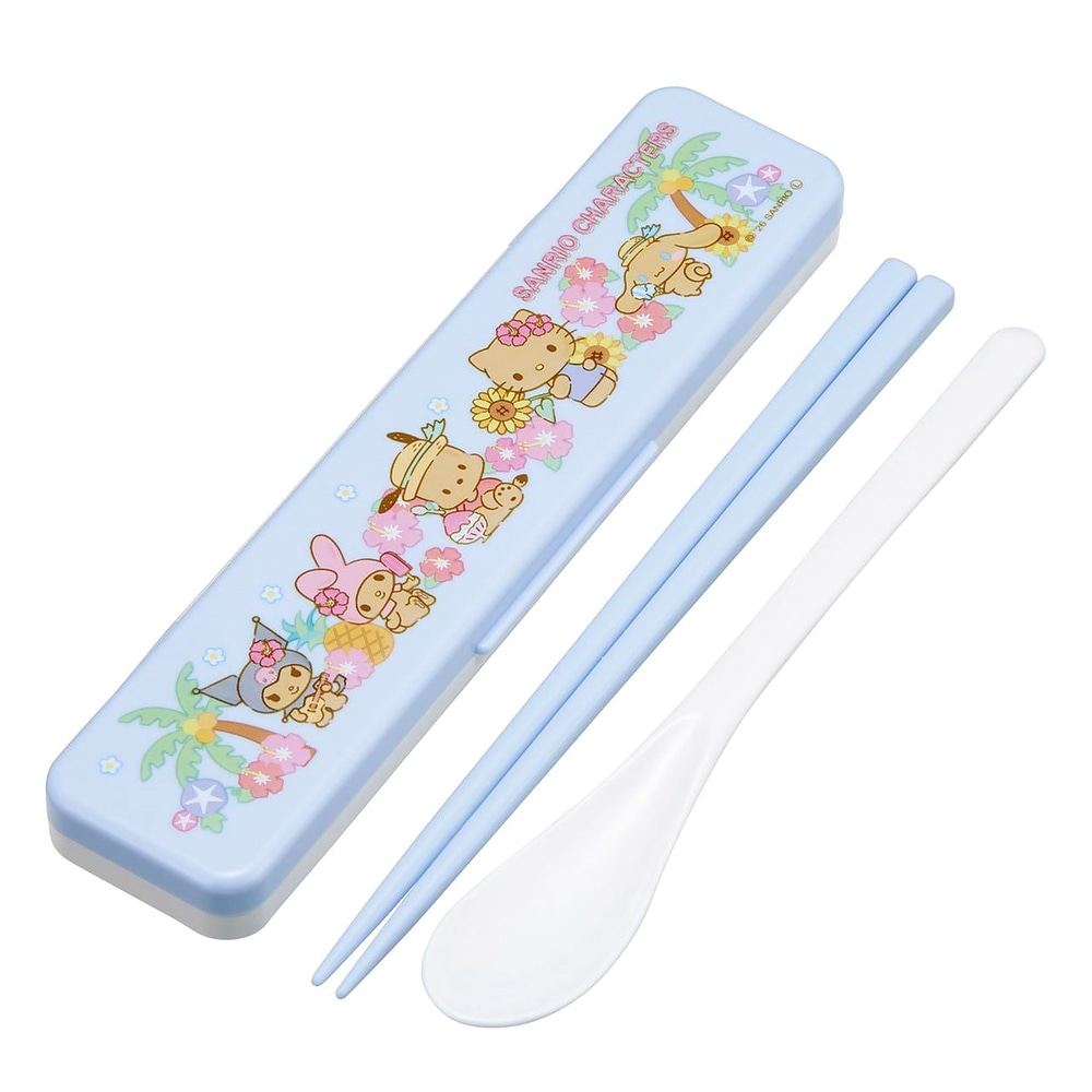 弁当用箸 Sanrio Characters Summer 音のならないコンビセット SKATER スケーター 子供 箸/スプーン18cm すべり止め加工 収納ケース 754876-CCS3SA ◆メ