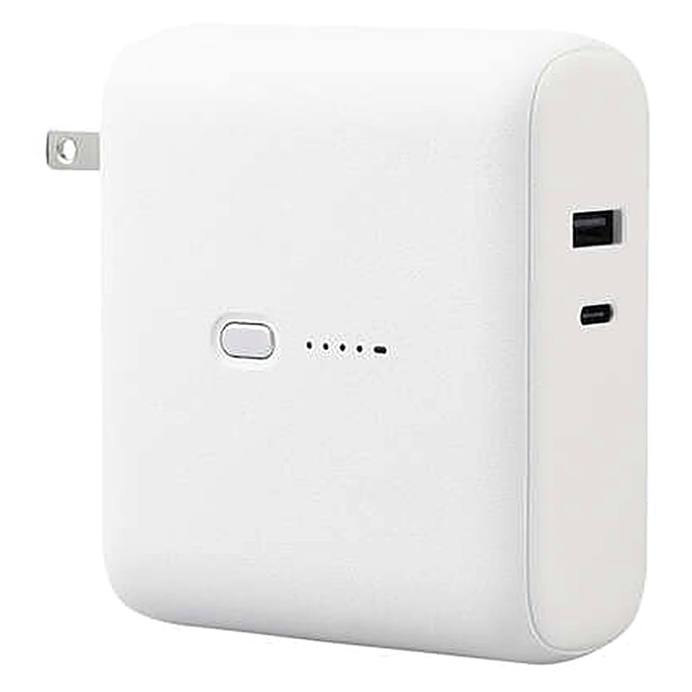 AC充電器一体モバイルバッテリー 10000mAh ELECOM エレコム 急速充電 PD20W Type-C×1+A×1 ホワイトフェイス DE-AC07-10000WF ◆コ