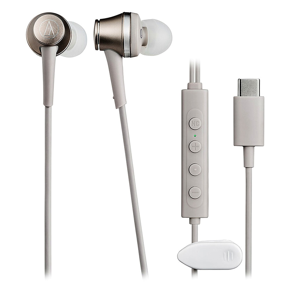 イヤホン 有線 USB Type-C ATH-CKD7NC audio-technica オーディオテクニカ ノイズキャンセリング ハイレゾ音源 マイク付 ベージュゴールド ATH-CKD7NC-BGD ◆メ