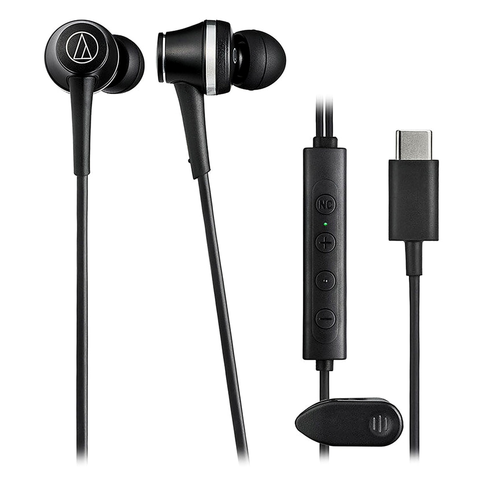 イヤホン 有線 USB Type-C ATH-CKD7NC audio-technica オーディオテクニカ ノイズキャンセリング ハイレゾ音源 マイク付 ブラック ATH-CKD7NC-BK ◆メ