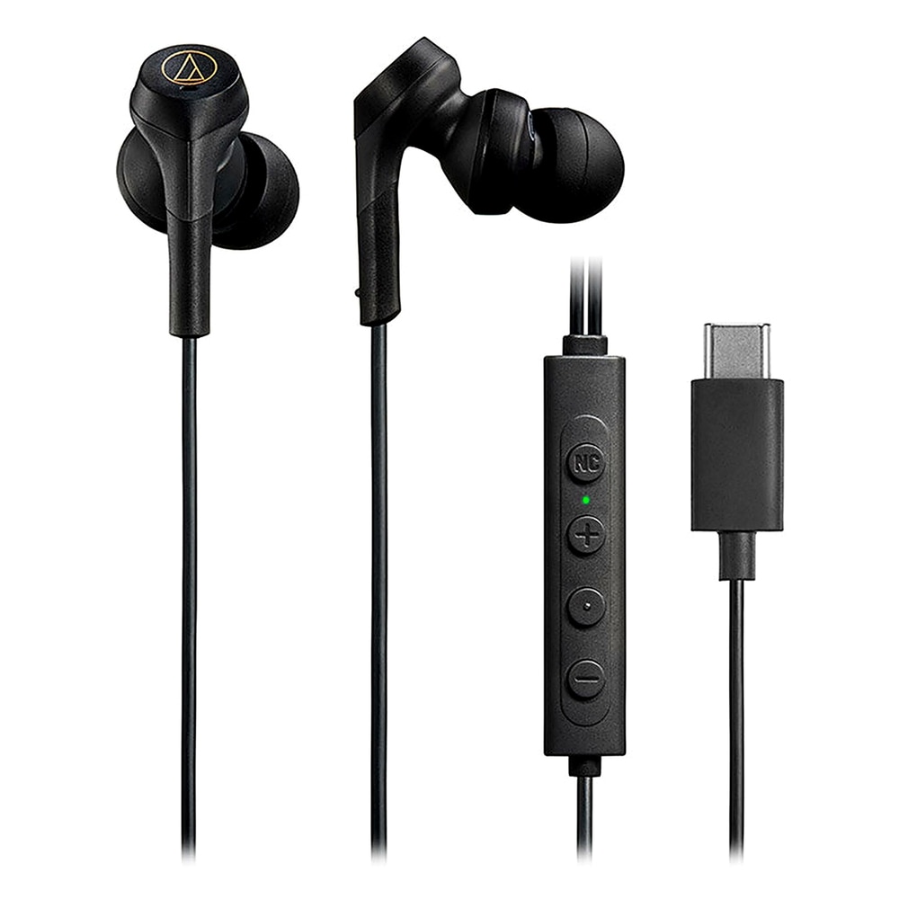 イヤホン 有線 USB Type-C ATH-CKS330NC audio-technica オーディオテクニカ ノイズキャンセリング 重低音 マイク付 ブラック ATH-CKS330NC-BK ◆メ
