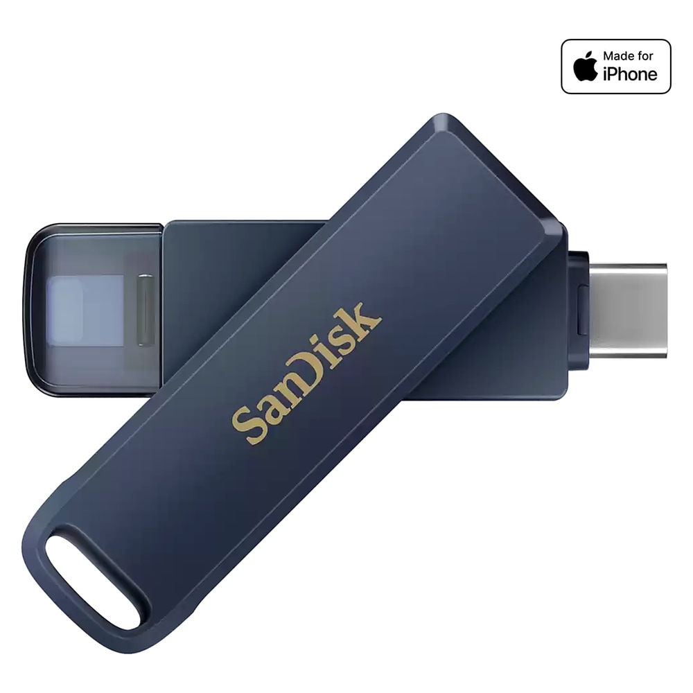 USBメモリ 256GB iXpand Phone Drive for iPhone SanDisk サンディスク Lightning + USB3.2 USB-C 回転式 海外リテール SDIXD0N-256G-GN6NE ◆メ