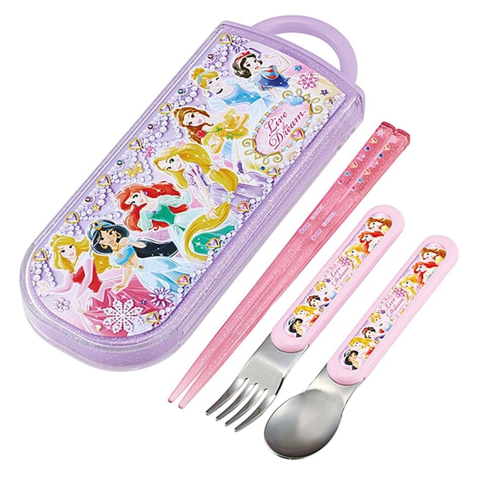 弁当用箸 トリオセット ディズニープリンセス 27 SKATER スケーター 子供 箸16.5cm/スプーン・フォーク13cm スライド式 名前シール付 752223-TACC2 ◆メ