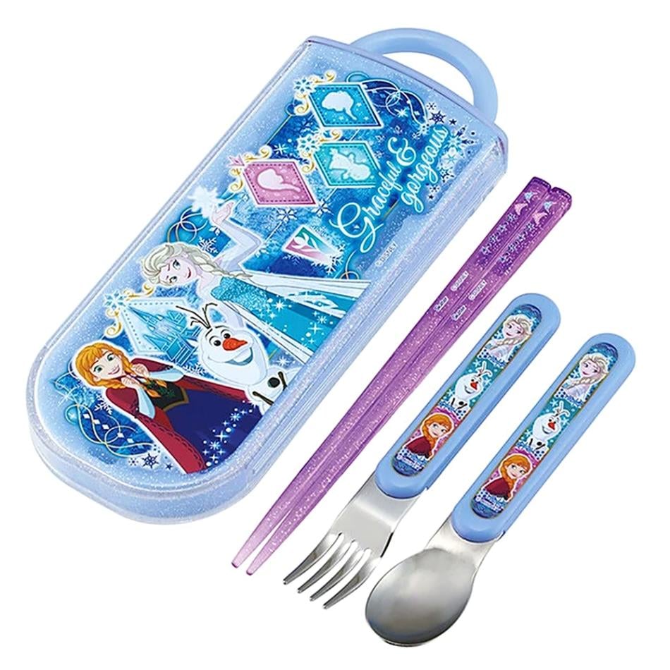 弁当用箸 トリオセット アナと雪の女王 27 SKATER スケーター 子供 箸16.5cm/スプーン・フォーク13cm スライド式 名前シール付 752056-TACC2 ◆メ