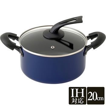 アイリスオーヤマ【両手鍋】ダイヤモンドコート 両手なべ20cm ブルー