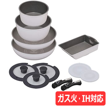 【新品】ダイヤモンドコートパンディープラス ガス12点セット グレー ダイヤモンドコートパン12点セット ダイヤモンドコートパンD-plus ガス