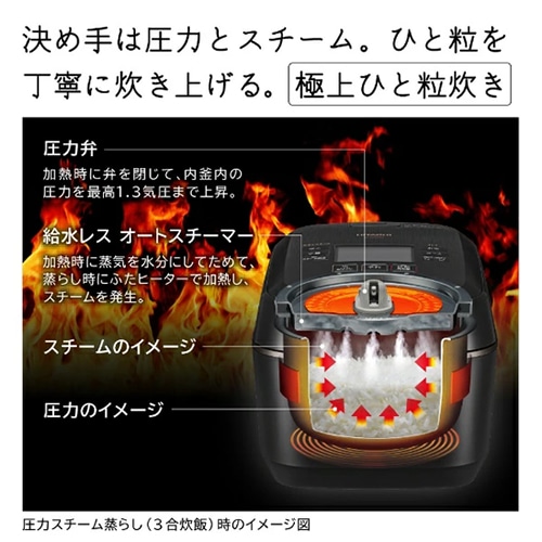 日立【HITACHI】5.5合炊き 圧力＆スチームIHジャー炊飯器 沸騰鉄釜