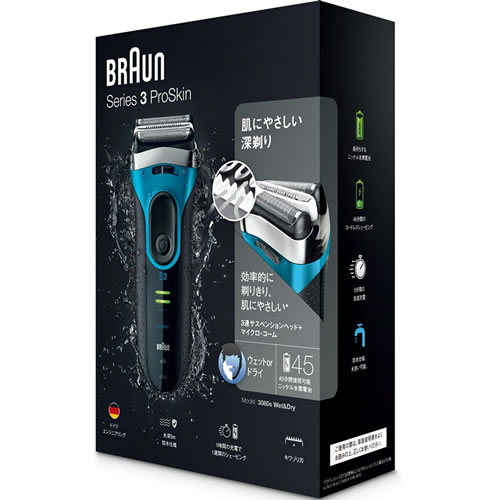 ブラウン【BRAUN】メンズシェーバー シリーズ3 ブルー 3080S-B【3080SB】