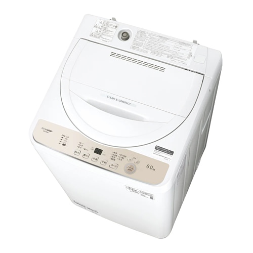 シャープ【SHARP】洗濯6.0kg 全自動洗濯機 ゴールド系 ES-GE6H-N【穴 