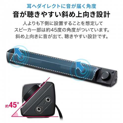 サンワサプライ【アンプ内蔵】スリムサウンドバースピーカー（USB電源