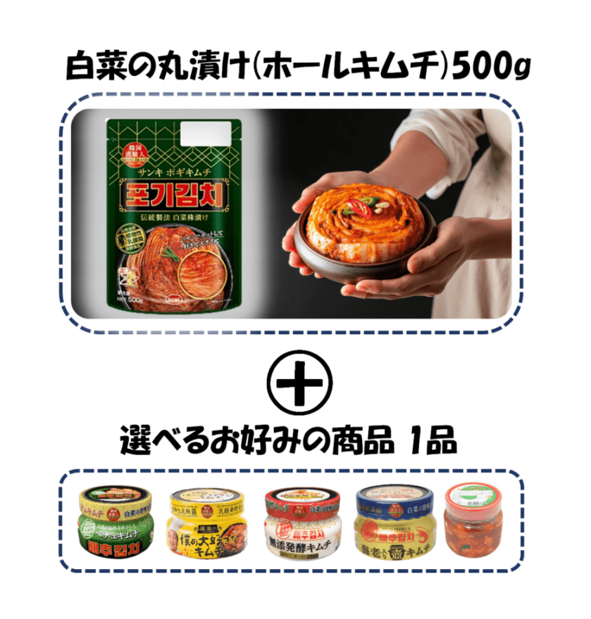 【選べるキムチ】 ２品セット(サンキ ポギキムチ 500g+お好きなキムチ）