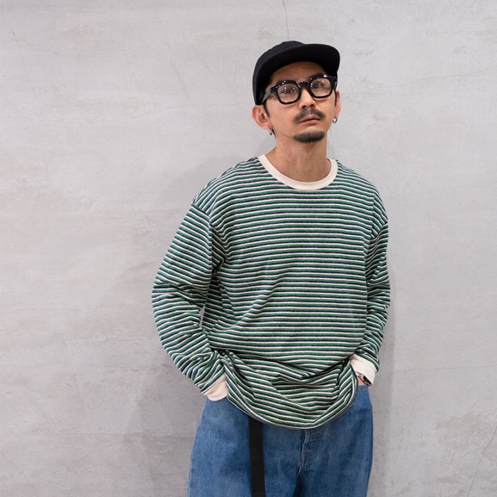 EDIT CLOTHING(エディットクロージング）ED-401 multi border L/S Tee マルチボーダーロンT