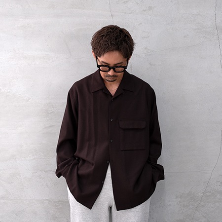 STILL BY HAND (���ƥ���Х��ϥ�ɡ�SH04254 OPEN COLLAR WOOL SHIRT �����ץ󥫥顼�����륷���