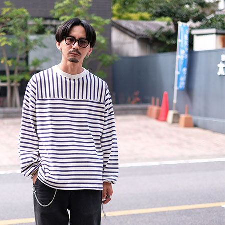 REMI RELIEF (ߥ꡼) RN23313125 16/2 Border football L/S T-shirt