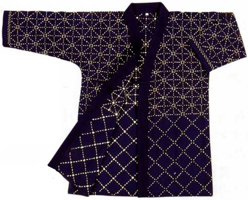 剣道衣リメイク 紺地 白糸刺 ノーカラージャケット 大きから 