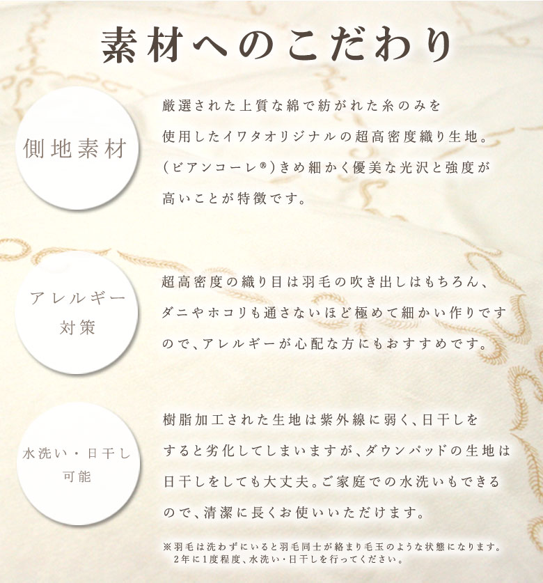 イワタ　羽毛　敷きパッド　ダウンパッド　クイーンサイズ　